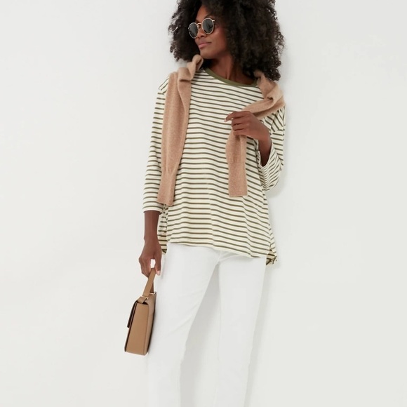 Tuckernuck POMANDER PLACE Brown Striped Knit Popover Tee Size XS - Picture 1 of 8
